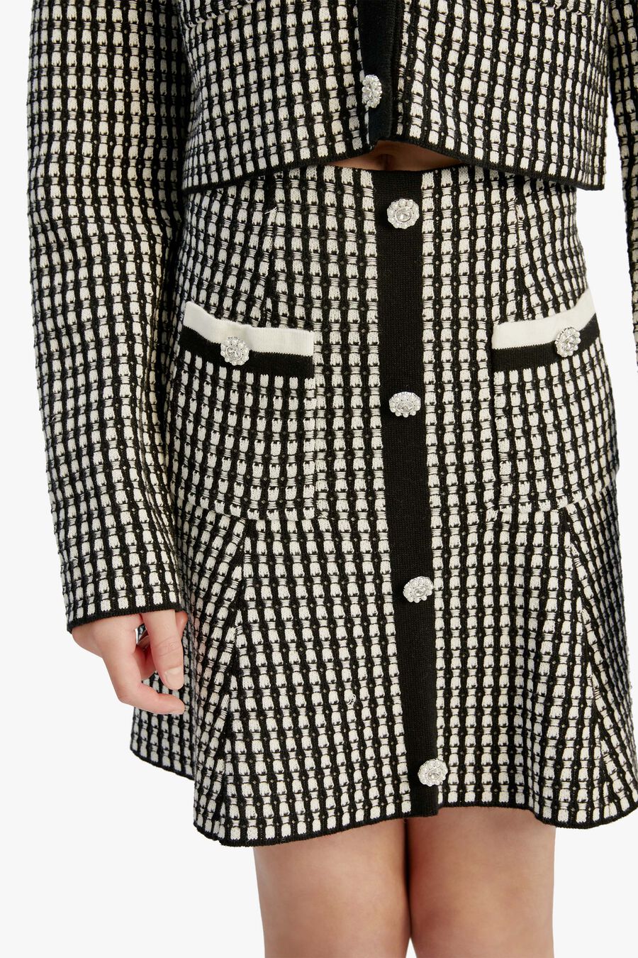 Girls Gingham Knit Mini Skirt