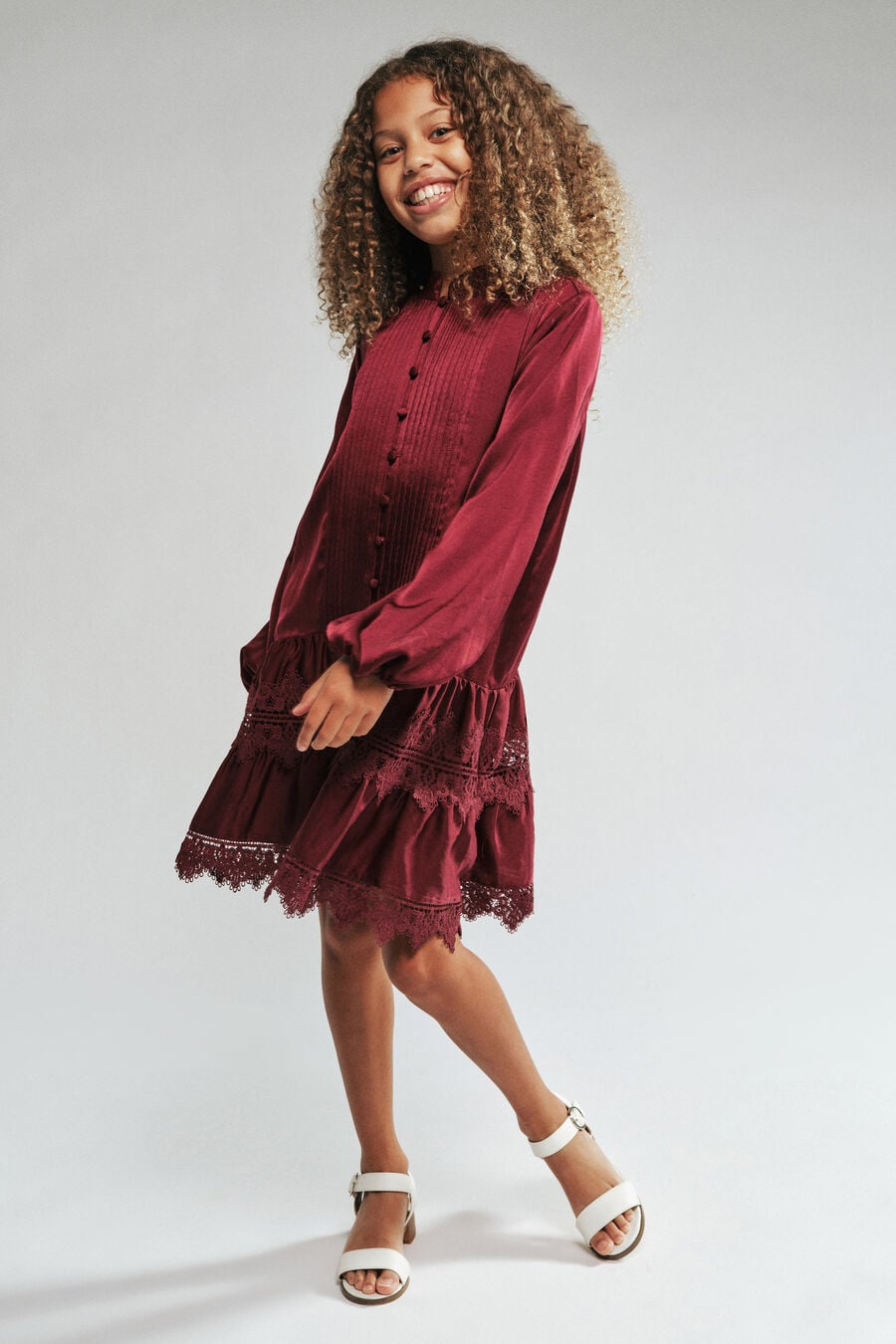 Girls Anie Satin Shirt Dress
