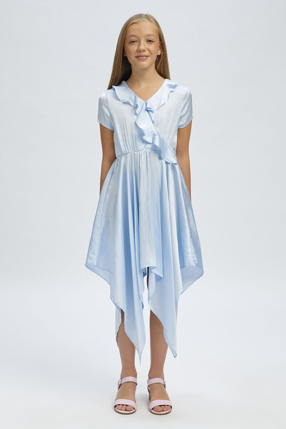 GIRLS CARTER HANKY DRESS in colour CROWN BLUE