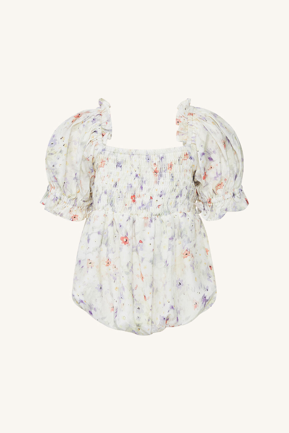BABY GIRL SHIRRED SUMMER FLORAL GROW in colour YELLOW IRIS