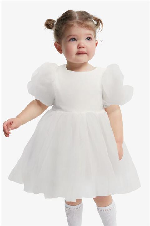 BABY GIRL JULIET ORGANZA MINI DRESS in colour BRIGHT WHITE