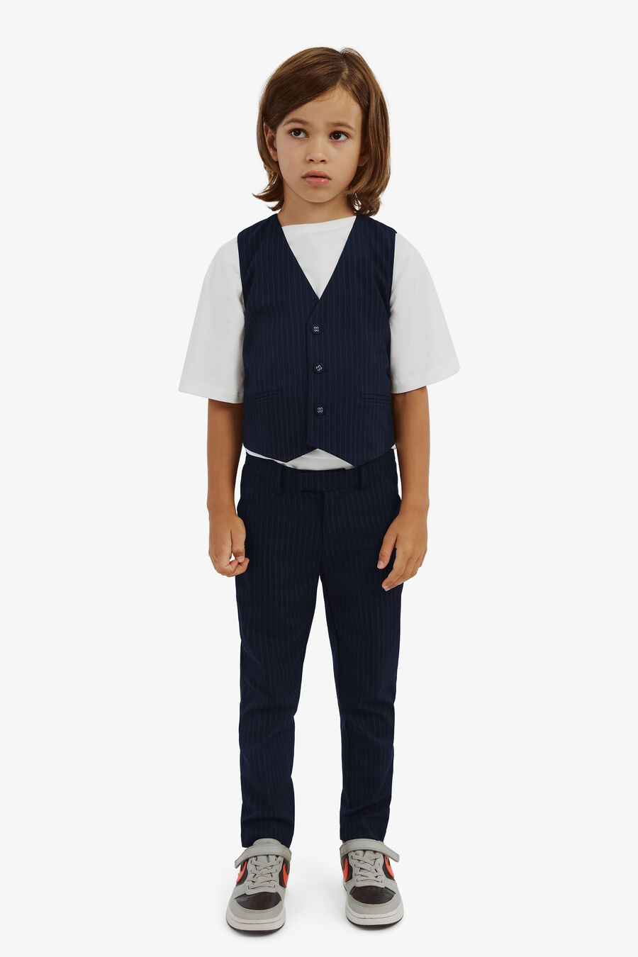 CHARLES PIN STRIPE VEST in colour Navy Pinstripe