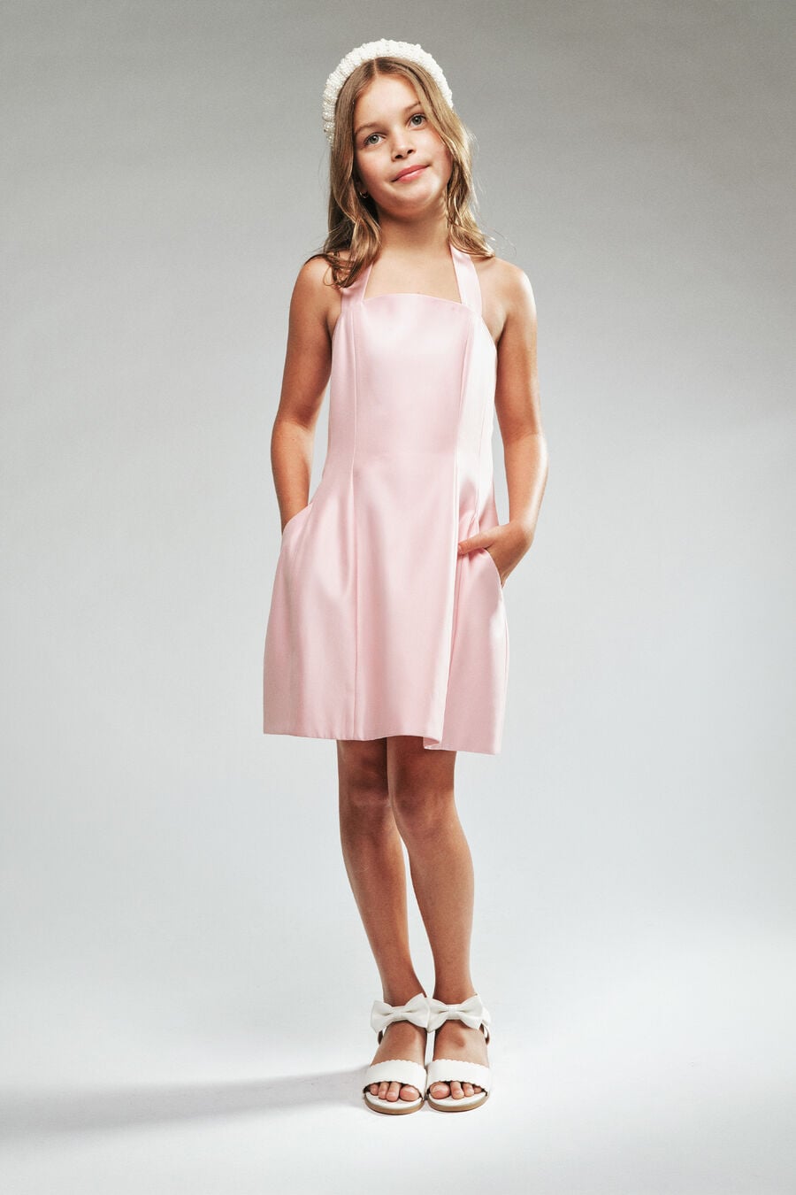 Girls Amina Satin Halter Dress
