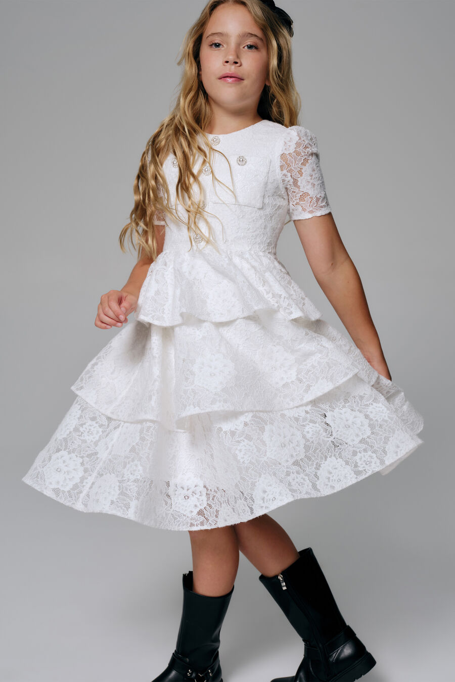 Girls Ruby Lace Dress
