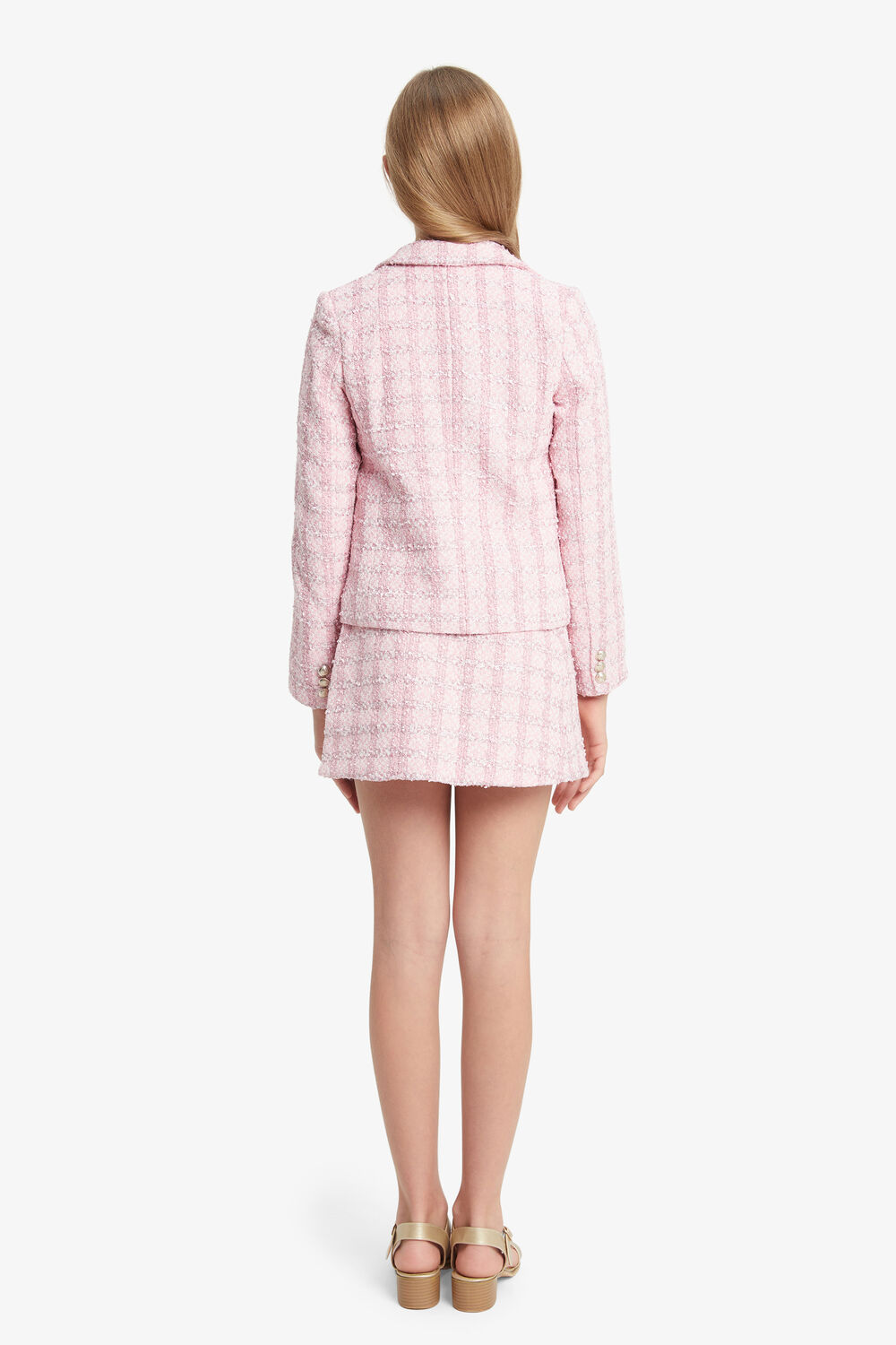 GIRLS RILEY BOUCLE BLAZER in colour SACHET PINK