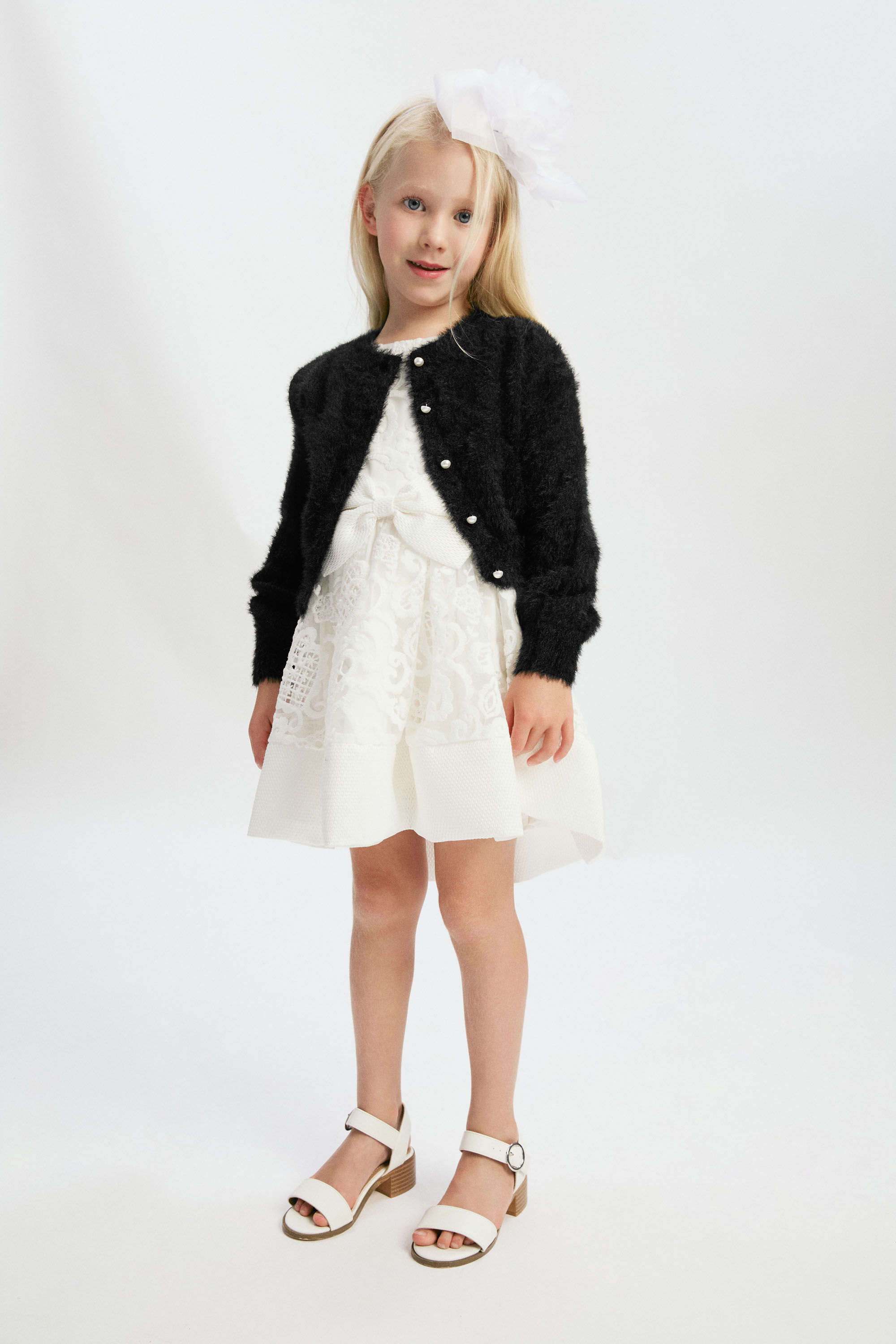 Girls Bell Sleeve Cardi In Black Bardot Junior