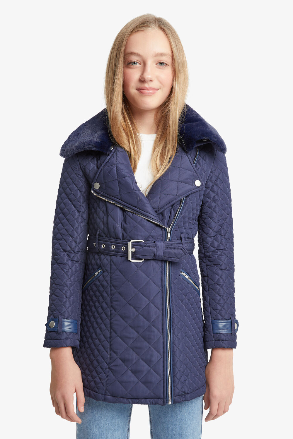 GRACE QUILTED COAT in colour BLACK IRIS
