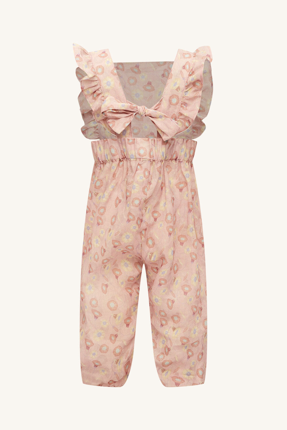 BABY GIRL ESTELLE FLORAL OVERALL in colour PEACH WHIP