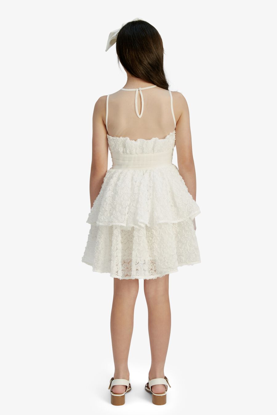 Girls Rosette Tulle Mini Dress