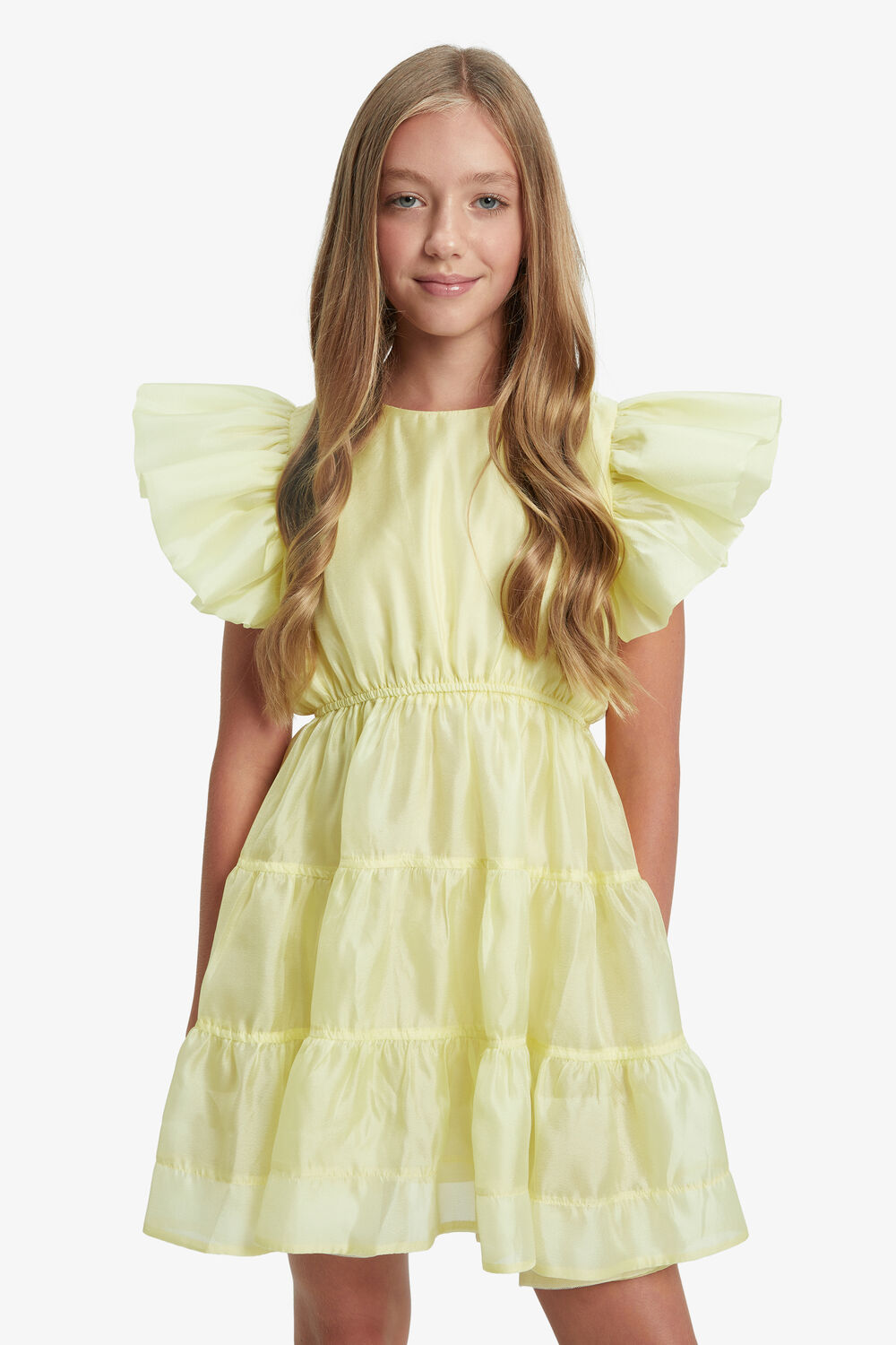 OSHIN ORGANZA DRESS in colour BUTTERCUP