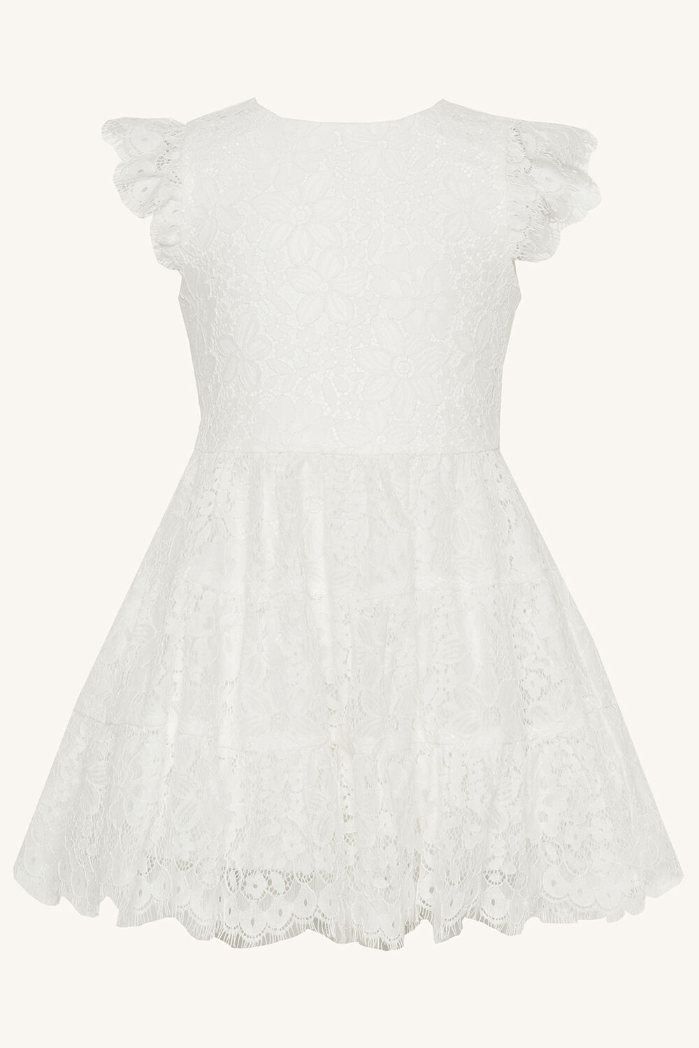 BABY GIRL SIENNA TIERED DRESS in colour CLOUD DANCER