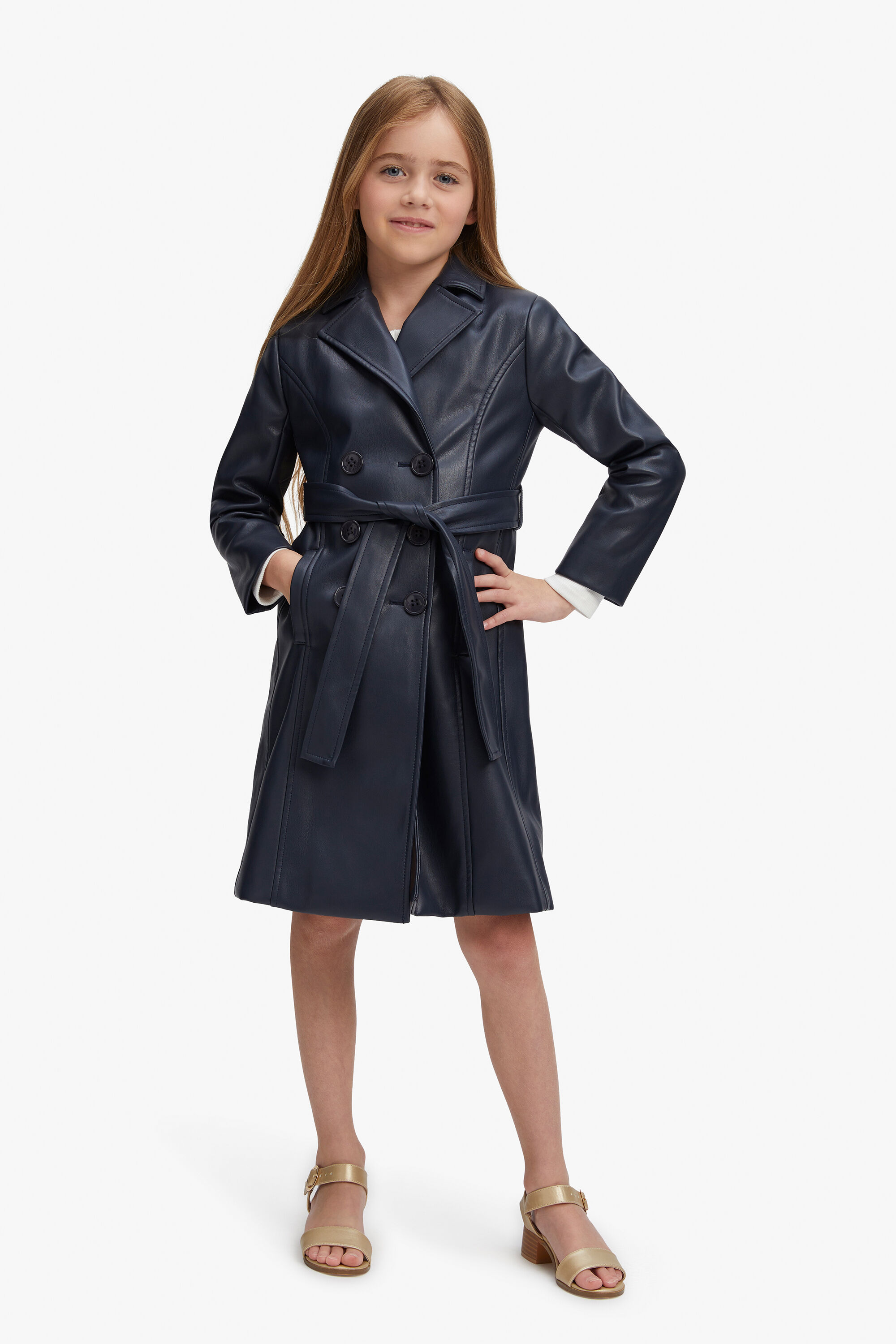 Girls navy trench coat store