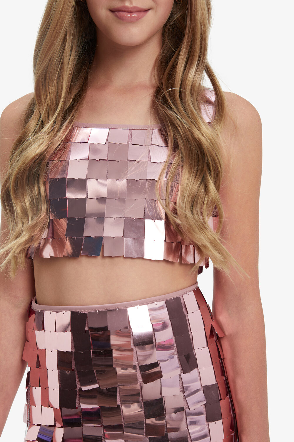 KATANA SEQUIN TOP in colour PINK CARNATION