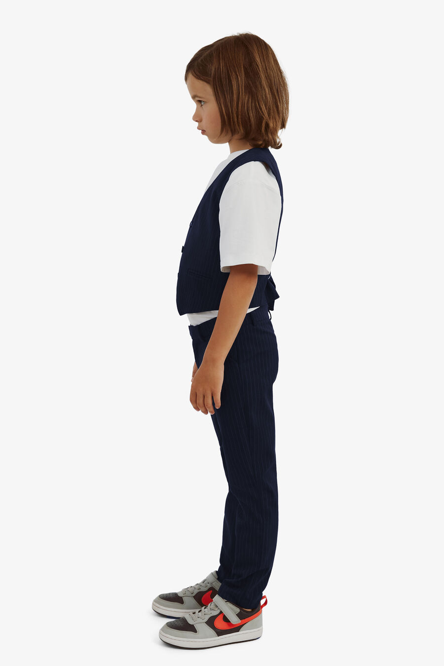 CHARLES PIN STRIPE VEST in colour Navy Pinstripe
