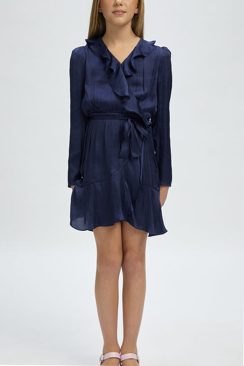 girls winona wrap dress in colour BLACK IRIS
