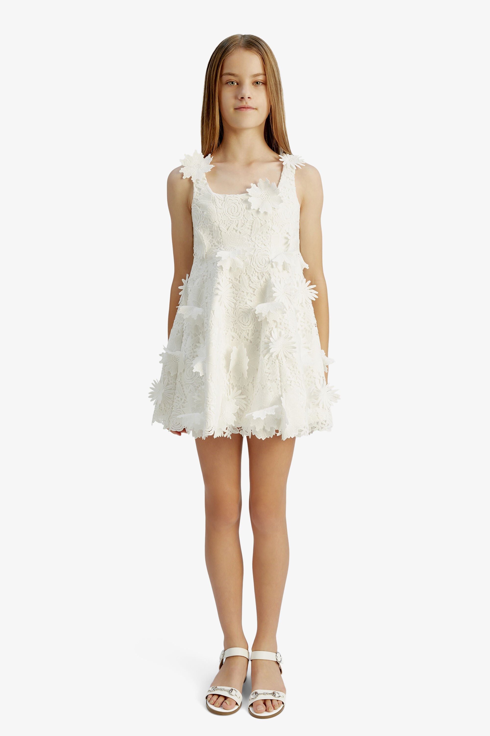 Girls Calypso Lace Dress In Orchid White | Bardot Junior Girls Calypso Lace Dress In Orchid White | Bardot Junior
