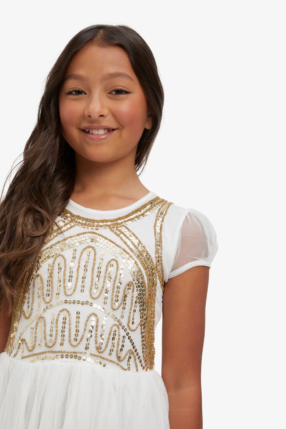 GIRLS TAYLOR SEQUIN DRESS in colour CLOUD DANCER