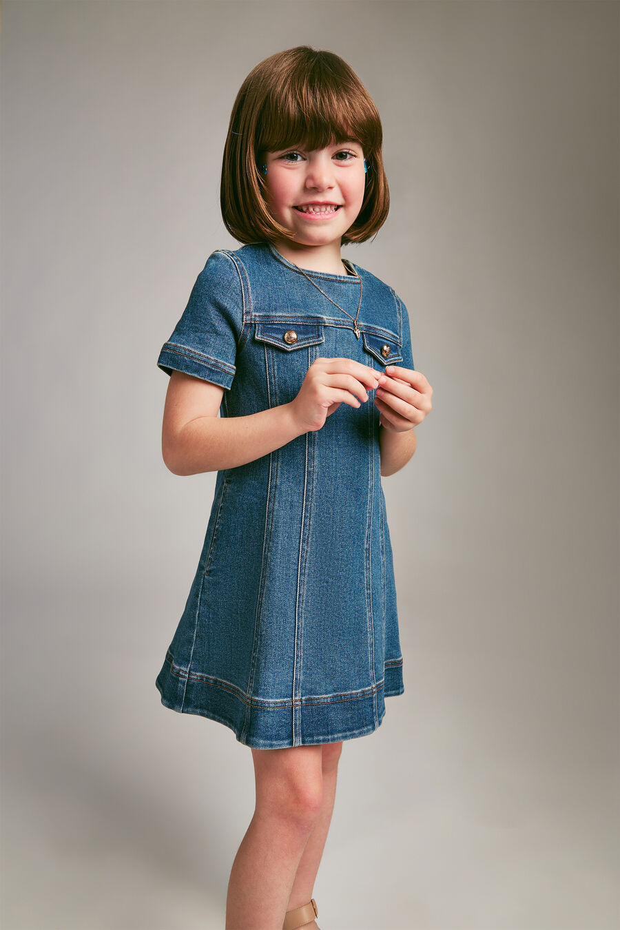 Girls Kesia Mini Denim Dress