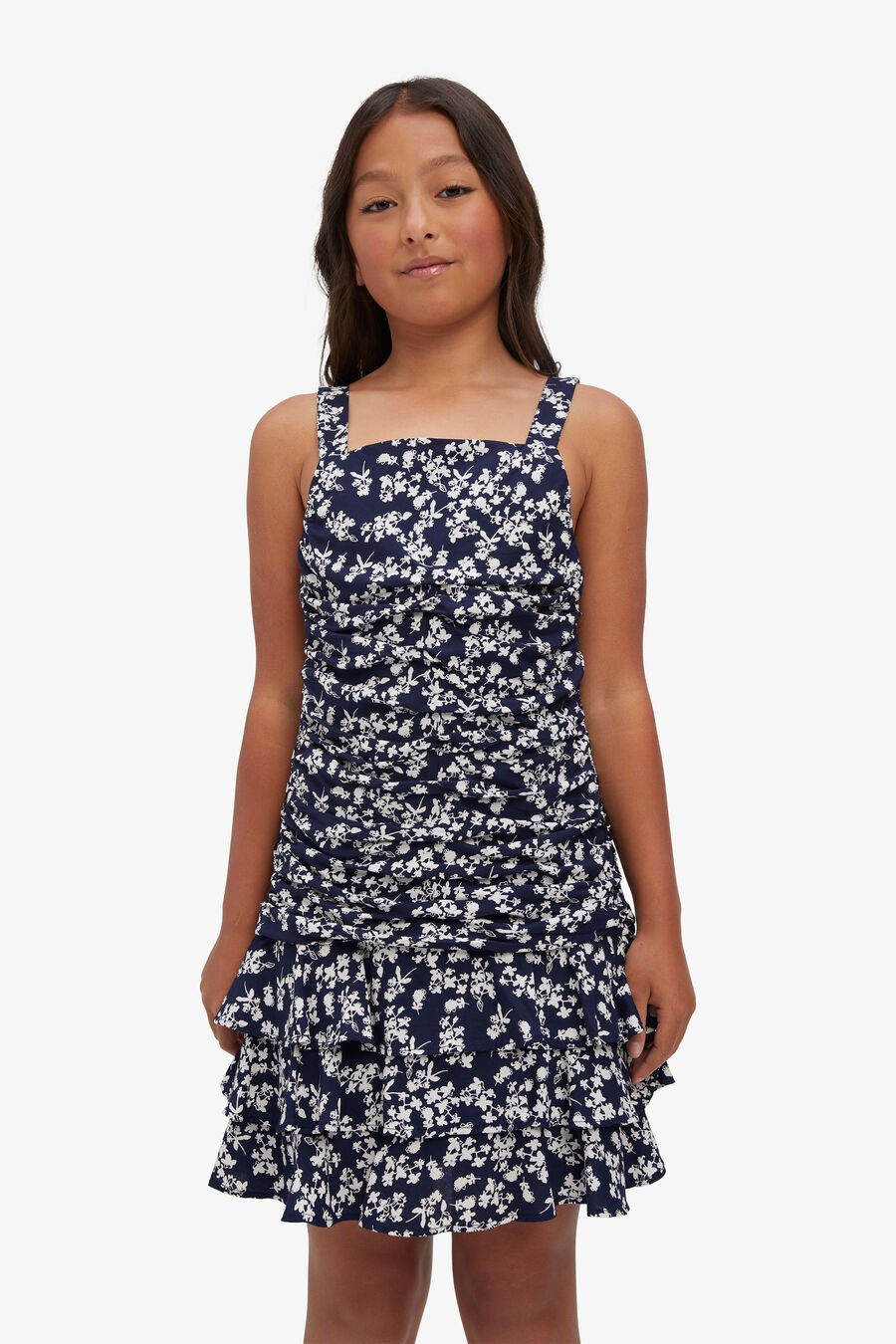 girls indigo frill dress
