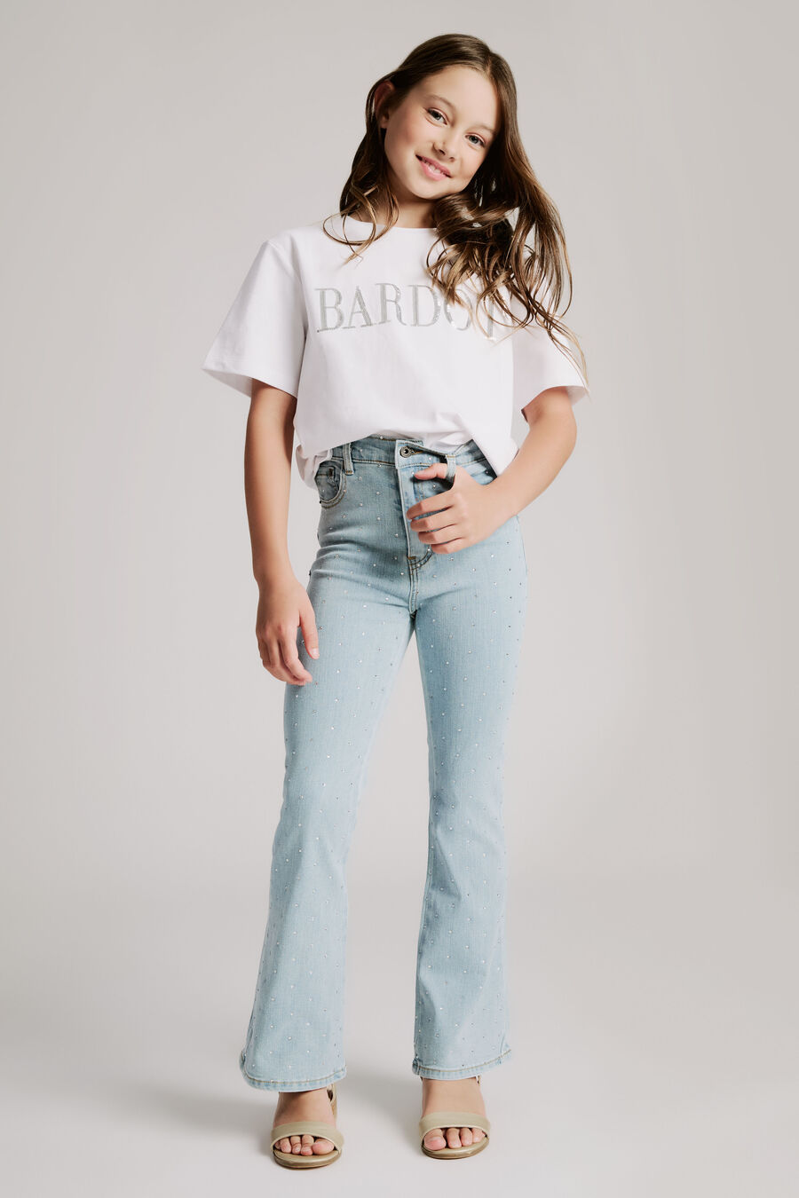 BARDOT SEQUIN TEE in colour SILVER