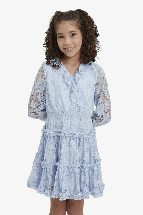 GIRLS MAGNOLIA LACE DRESS in colour CROWN BLUE