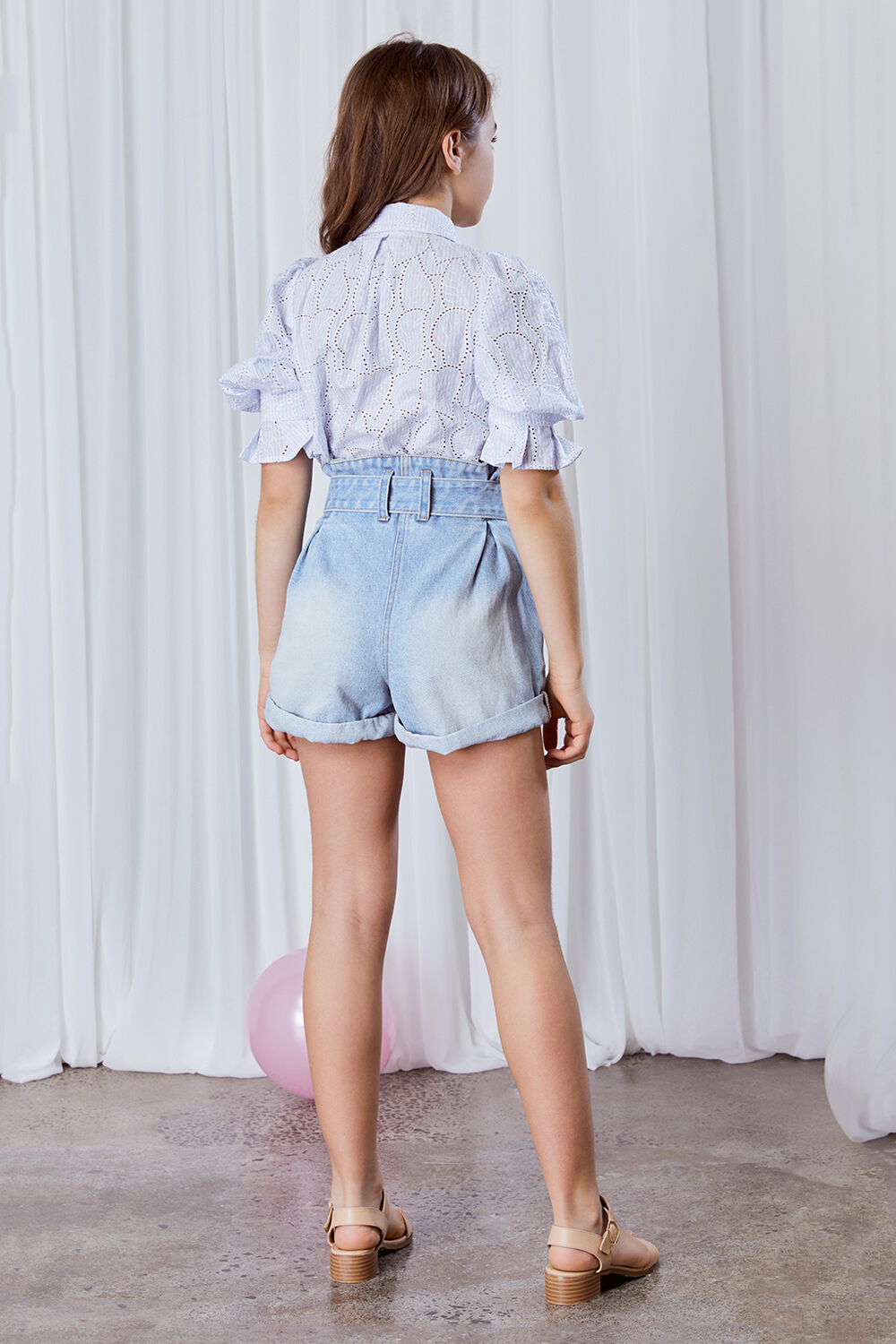 GIRLS MINI STRIPE SHIRT in colour GRAY DAWN