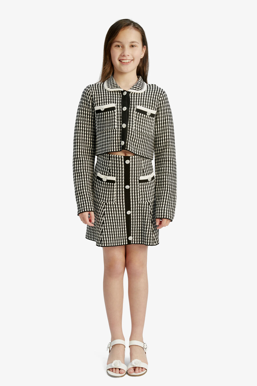 Girls Gingham Knit Jacket