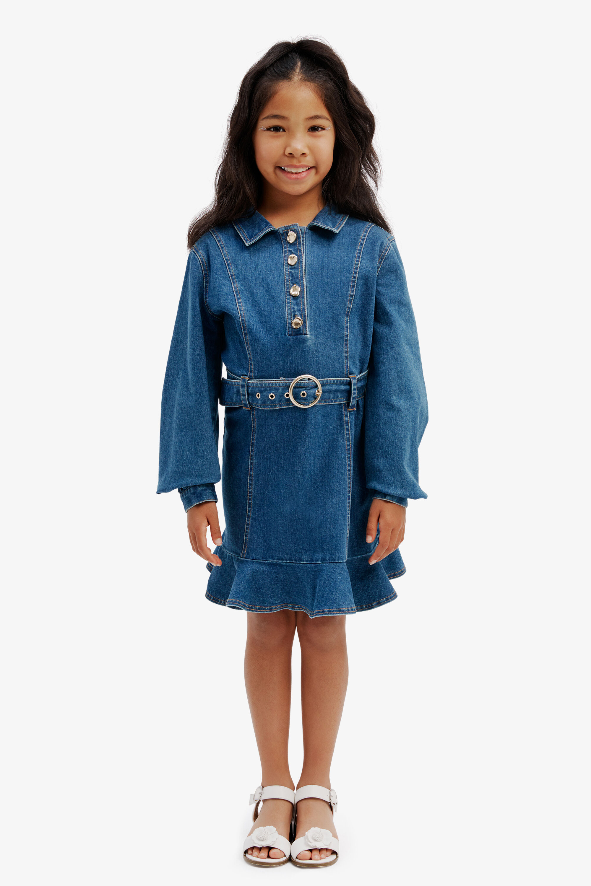 Denim store frill dress