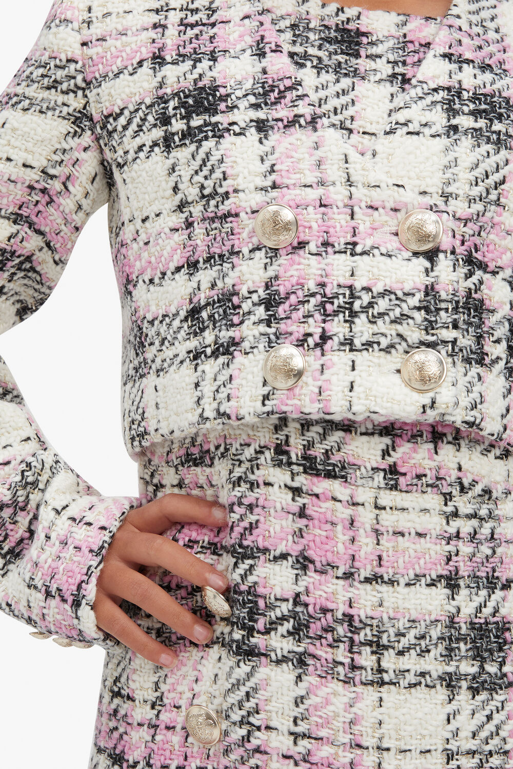 GIRLS THEKLA BOUCLE BLAZER in colour HOT PINK