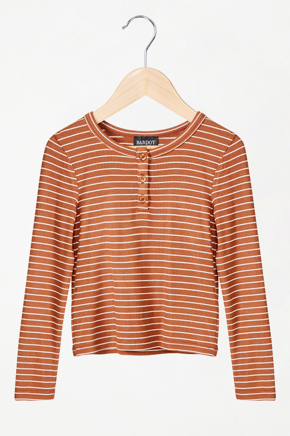 GIRLS MILA STRIPE TOP in colour CHESTNUT STRIPE