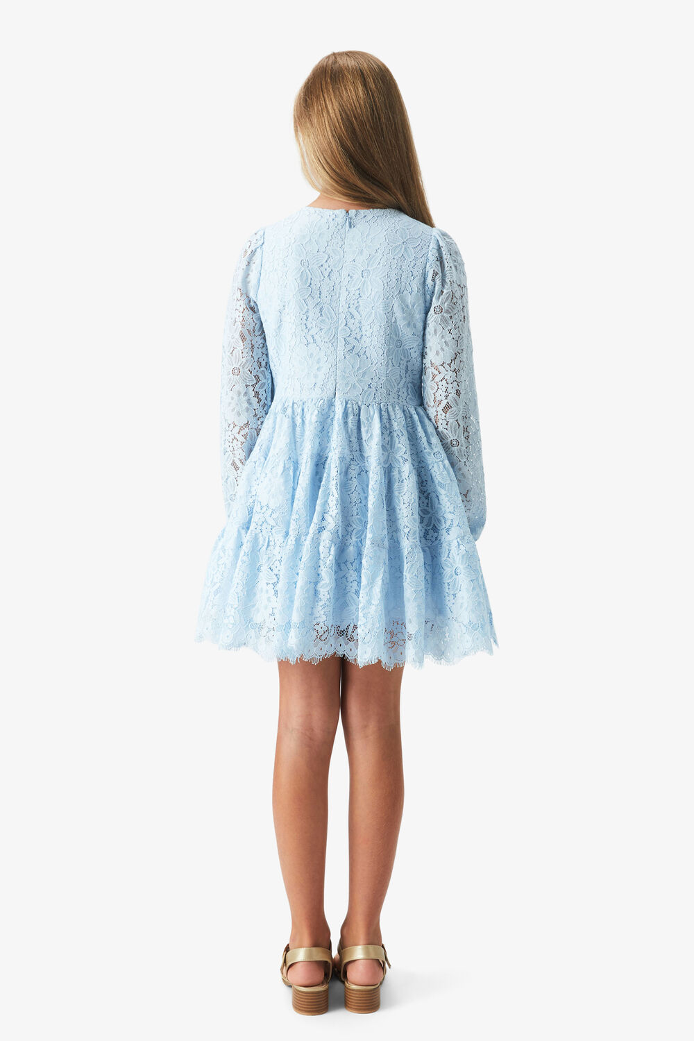 SIENNA TIERED LACE DRESS in colour CROWN BLUE