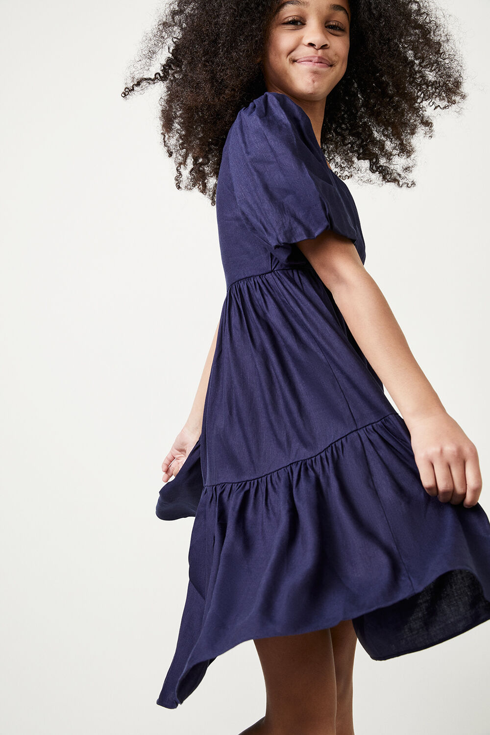GIRLS TESSA TIERED DRESS in colour MARITIME BLUE