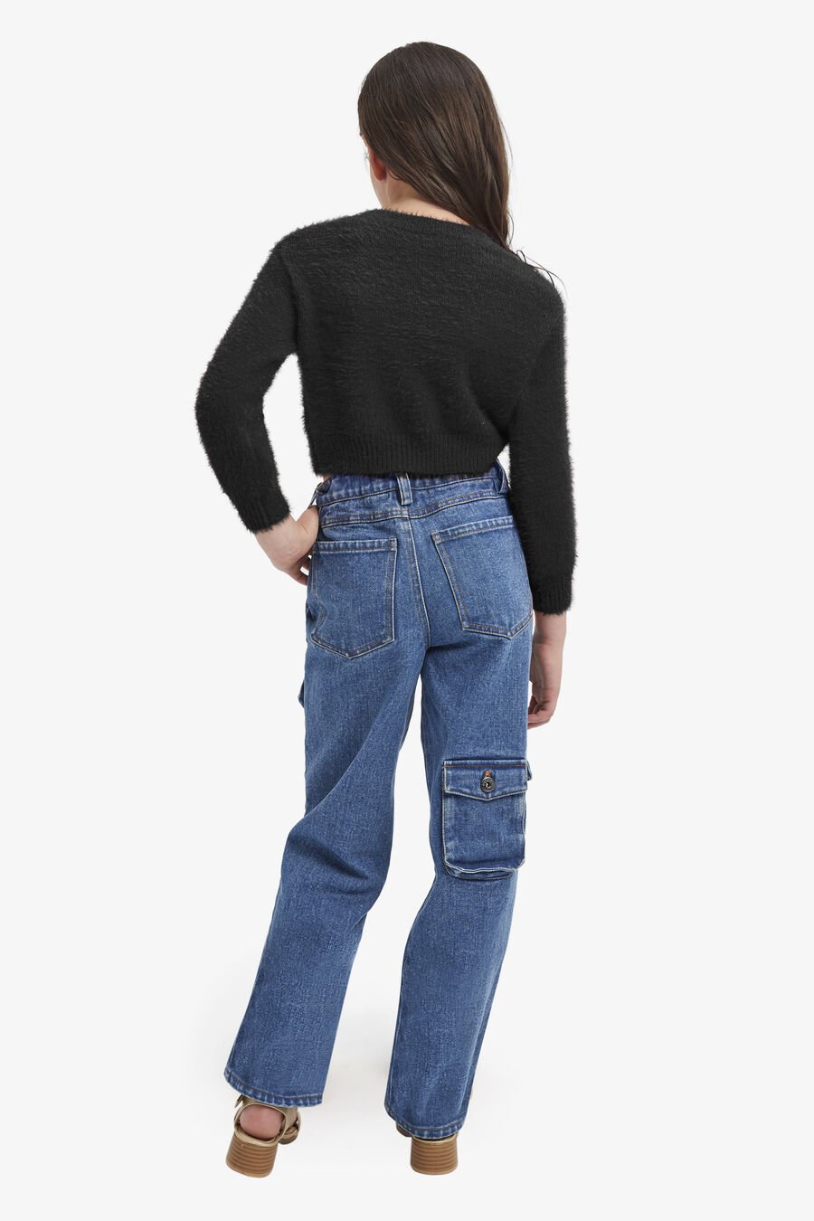 Girls Denim Cargo Pant