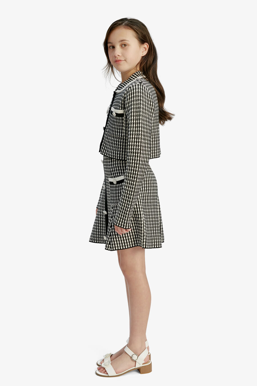 Girls Gingham Knit Jacket