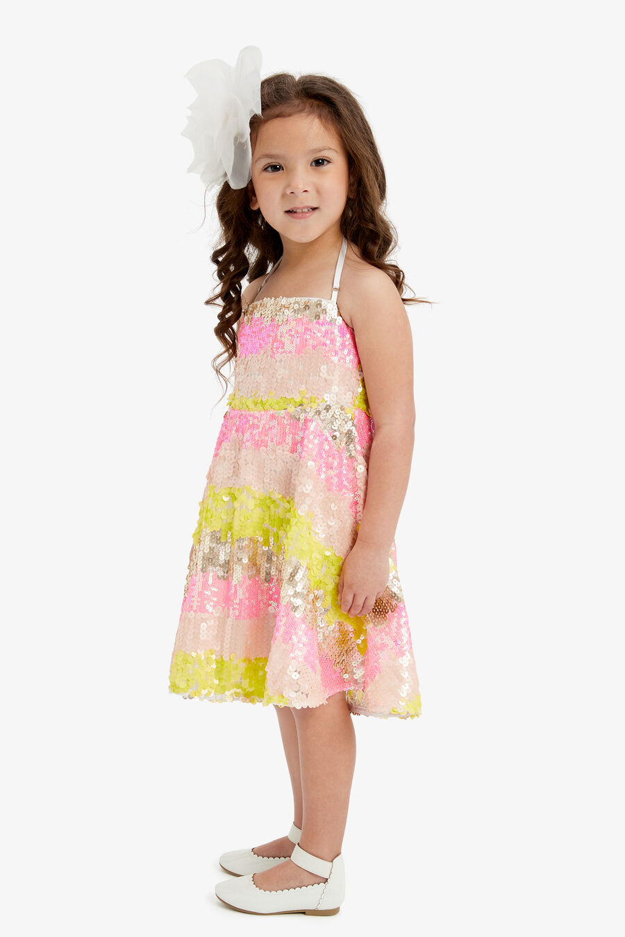 Girls Sequin Halter Dress
