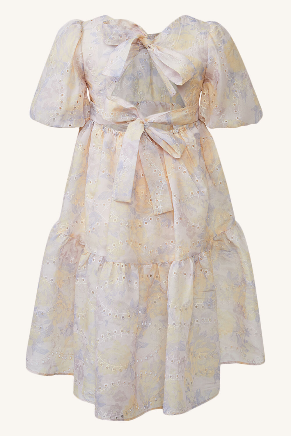 GIRLS SOFT FLORAL TIERED DRESS in colour WHISPER PINK