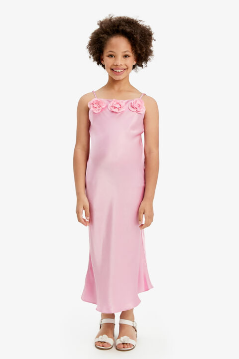 GIRLS ROSETTE MIDI DRESS in colour SWEET LILAC