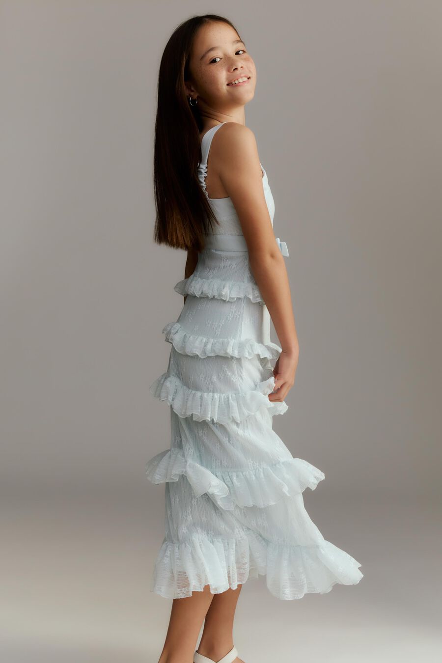ALICIA TIERED MAXI DRESS in colour Blue