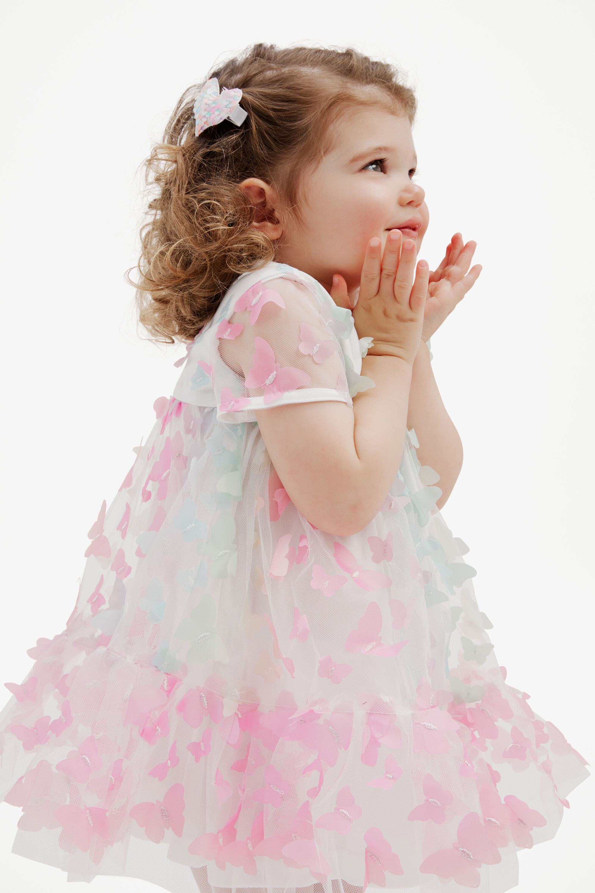 BABY GIRL BUTTERFLY TIERED DRESS IN RAINBOW