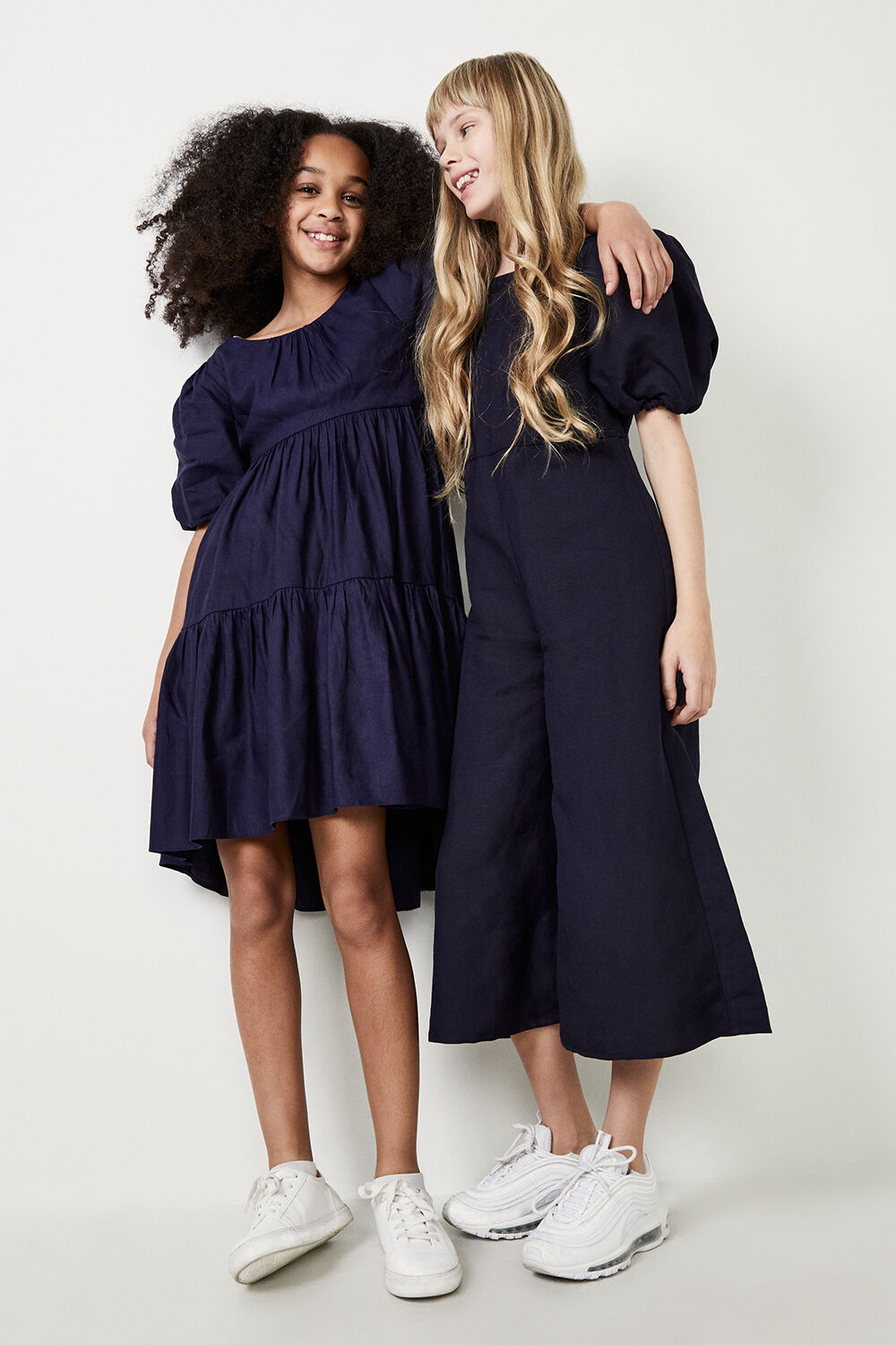 GIRLS TESSA TIERED DRESS in colour MARITIME BLUE