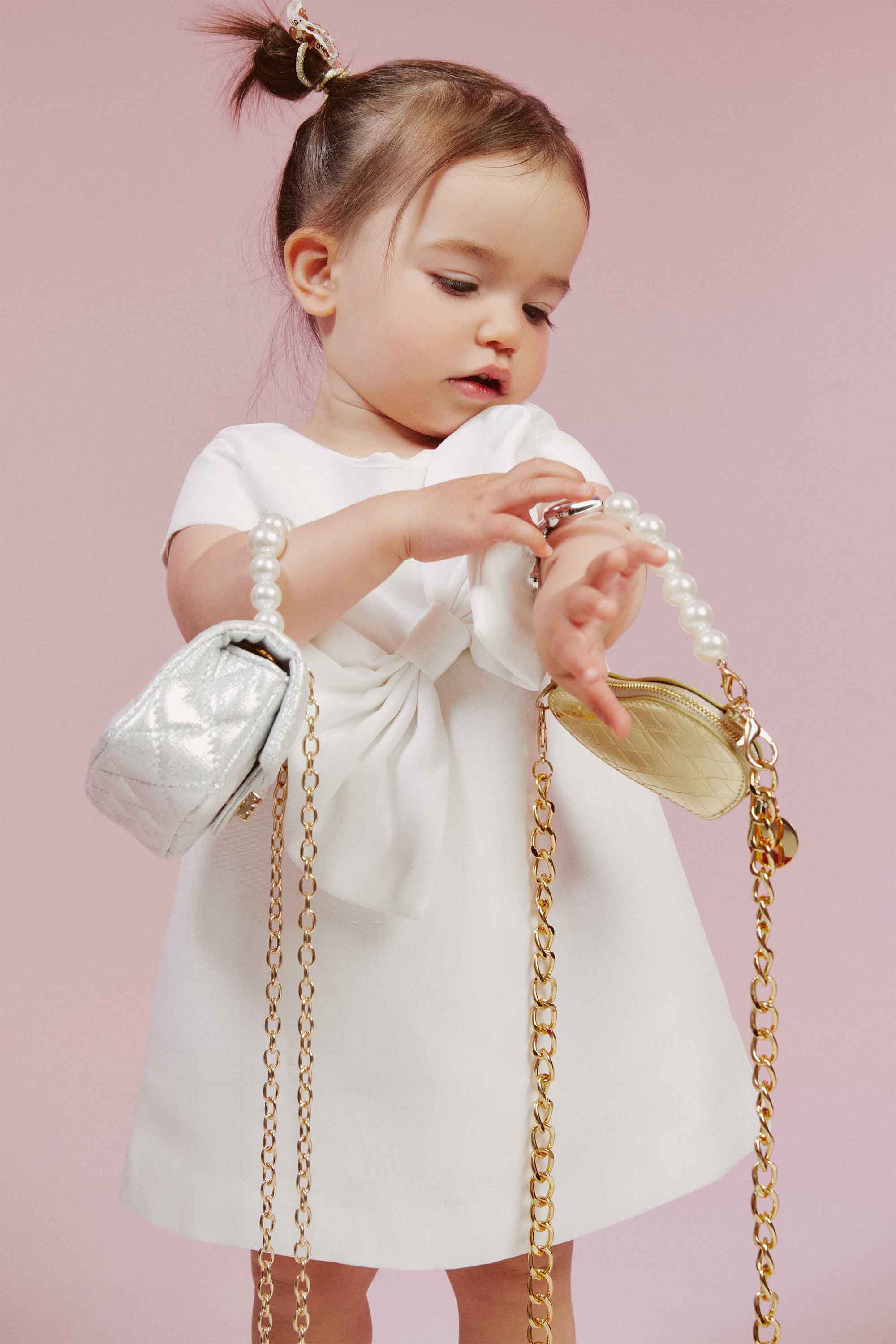Baby Girl Stefania Bow Mini Dress In Orchid White Bardot Junior