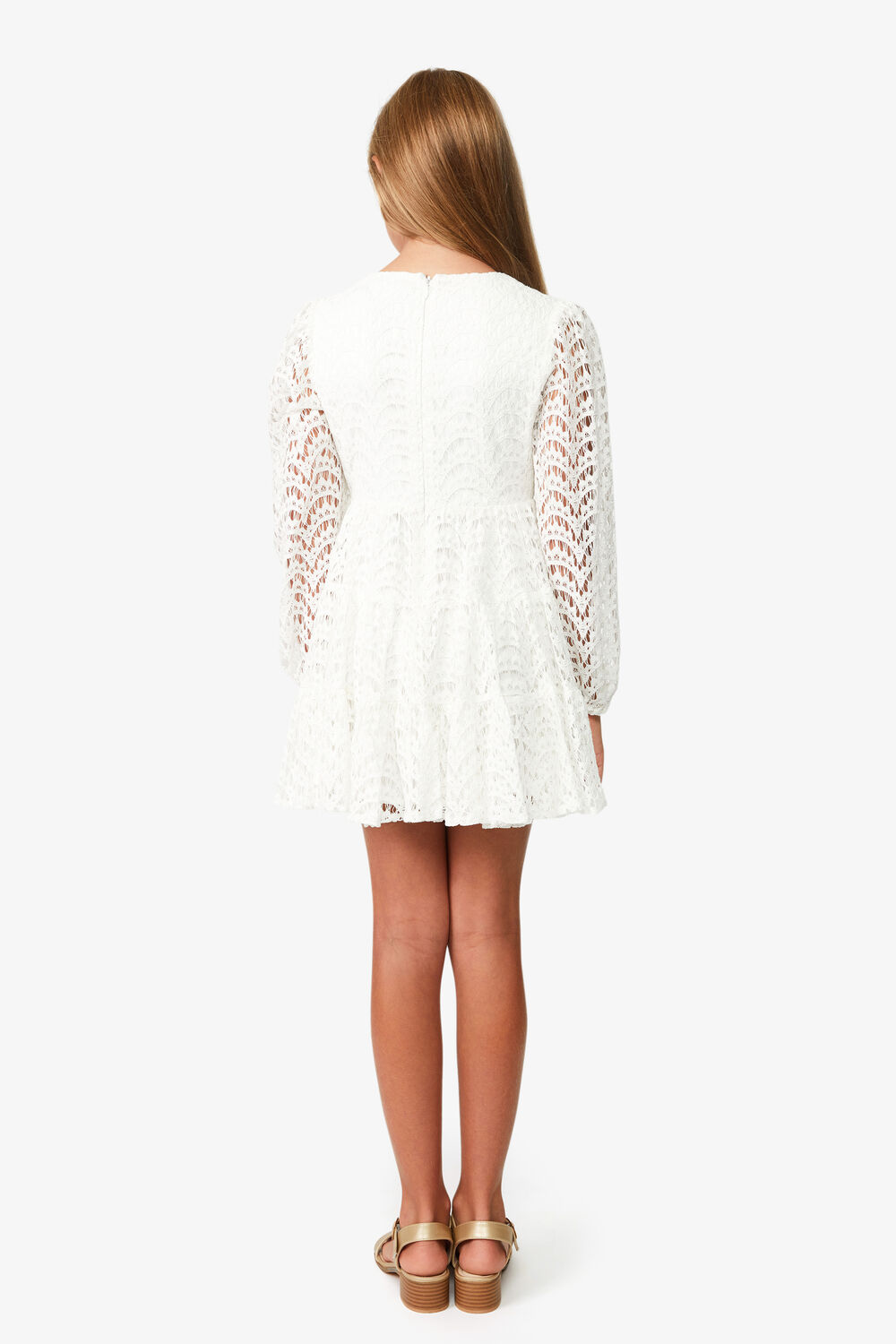 GIRLS ELLA LACE DRESS in colour CLOUD DANCER