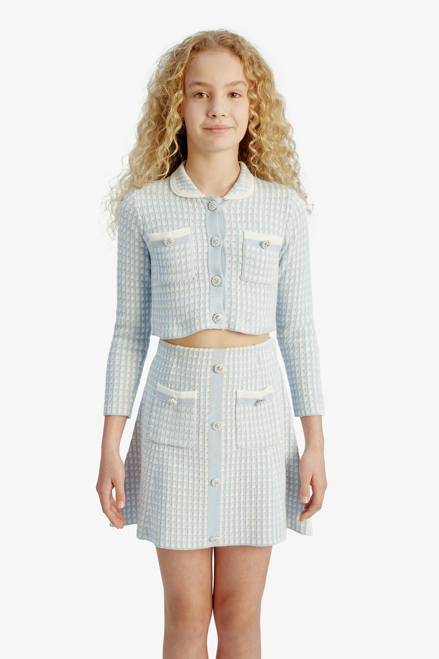 Girls Gingham Knit Jacket
