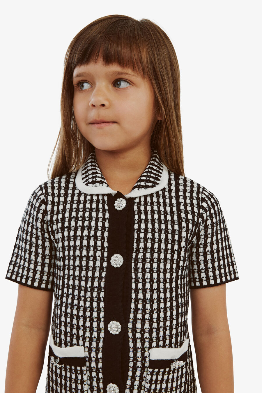 Girls Gingham Knit Dress