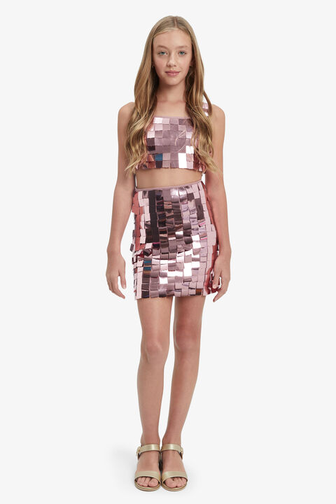 KATANA SEQUIN SKIRT in colour PINK CARNATION