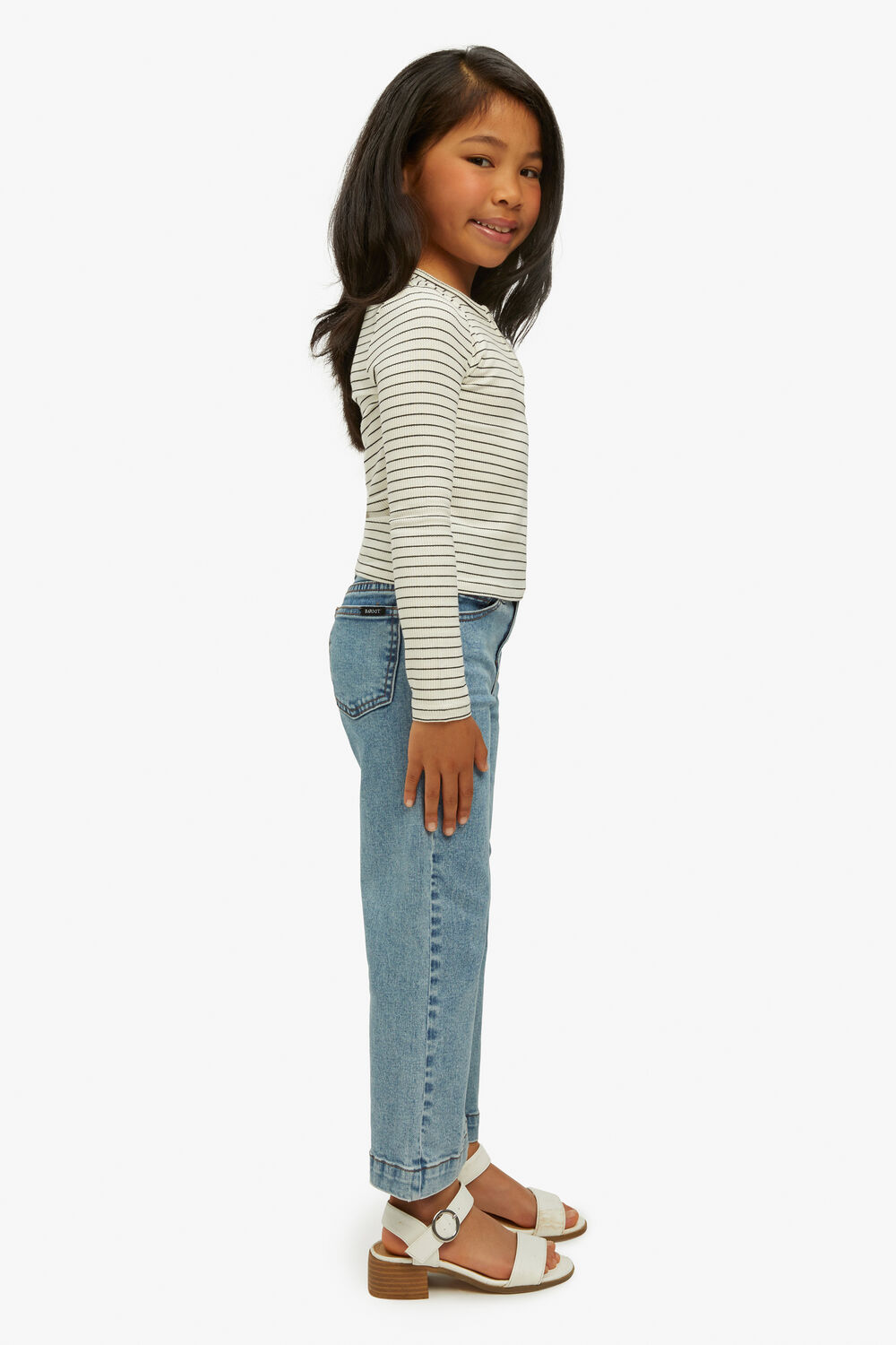 GIRLS MILA STRIPE TOP in colour CLOUD DANCER