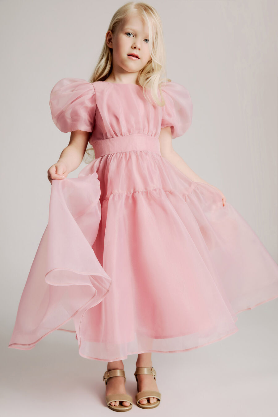 ZOE ORGANZA MIDI DRESS in colour DUSTY PINK