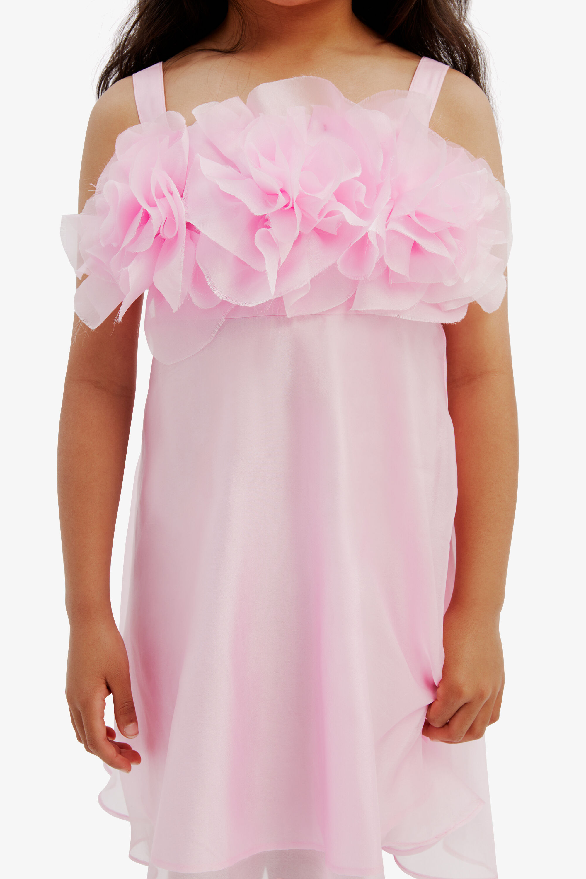 Girls Fleurette Mini Dress In Lili Pink Bardot Junior