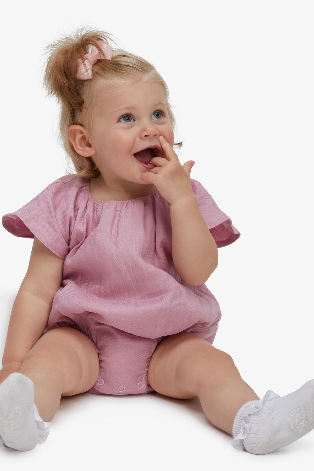 BABY GIRL ALESSA SMOCK GROW in colour PETAL PINK