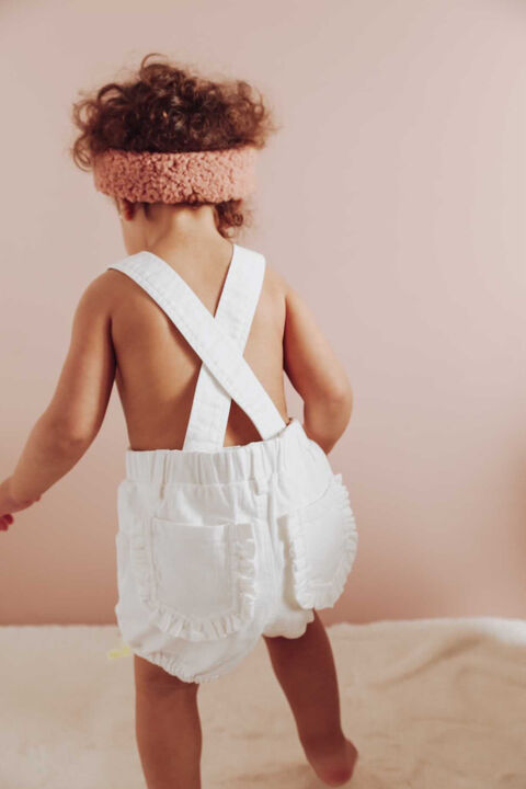 BABY GIRLS BOWIE OVERALL in colour CLOUD DANCER